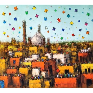 Zahid Saleem, 30 x 36 Inch, Acrylic on Canvas, Cityscape Painting, AC-ZS-198